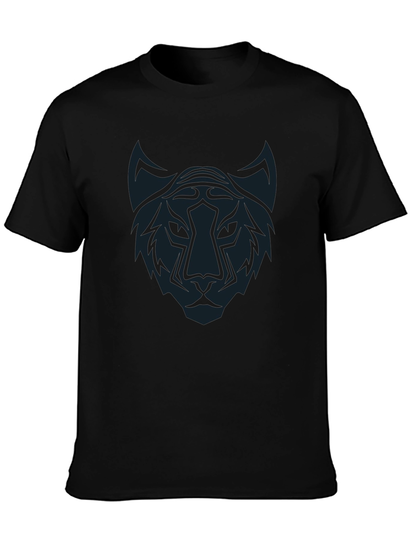 Black T-Shirt with Abstract Tiger Graphic Tee