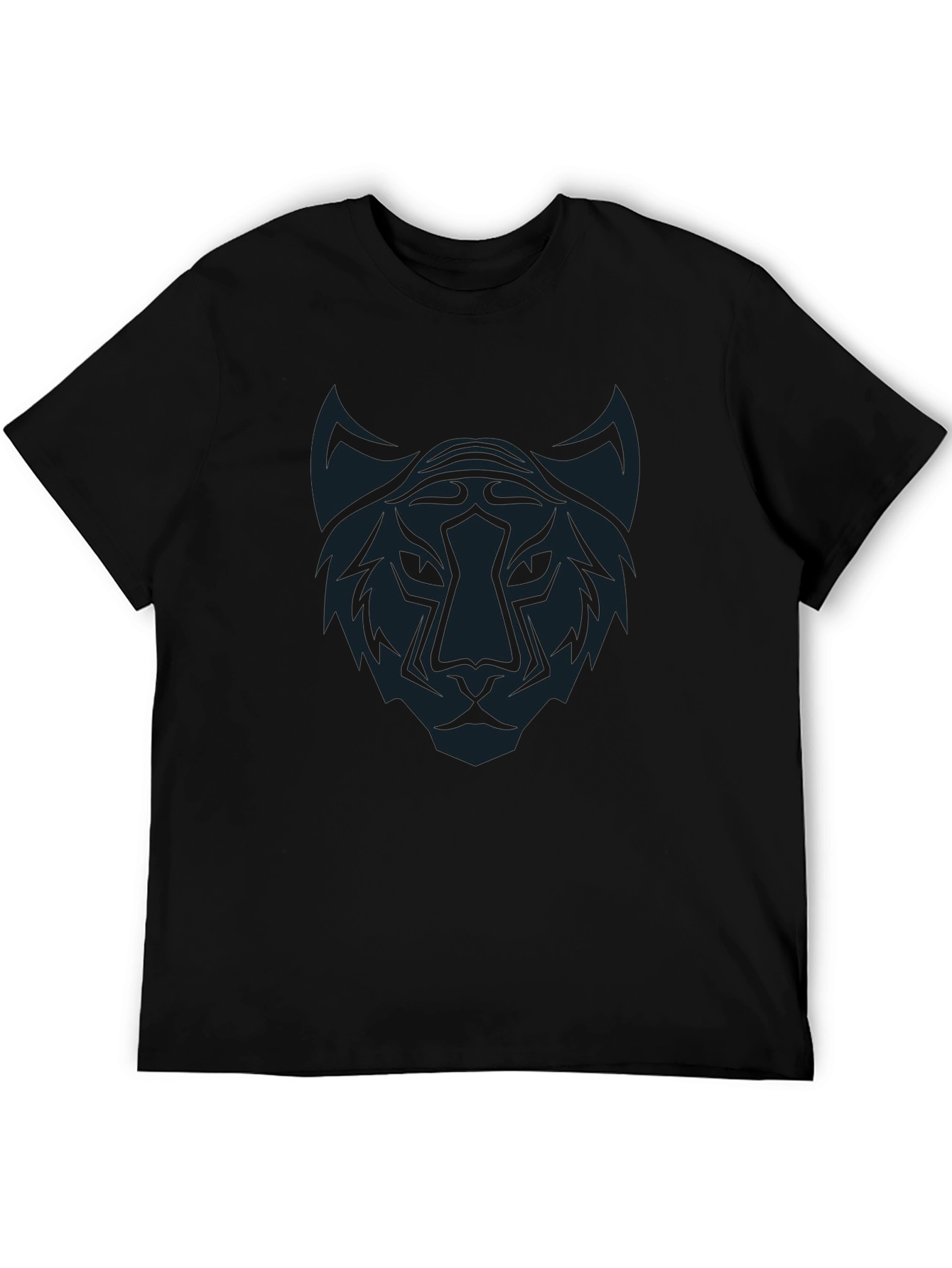 Black T-Shirt with Abstract Tiger Graphic Tee