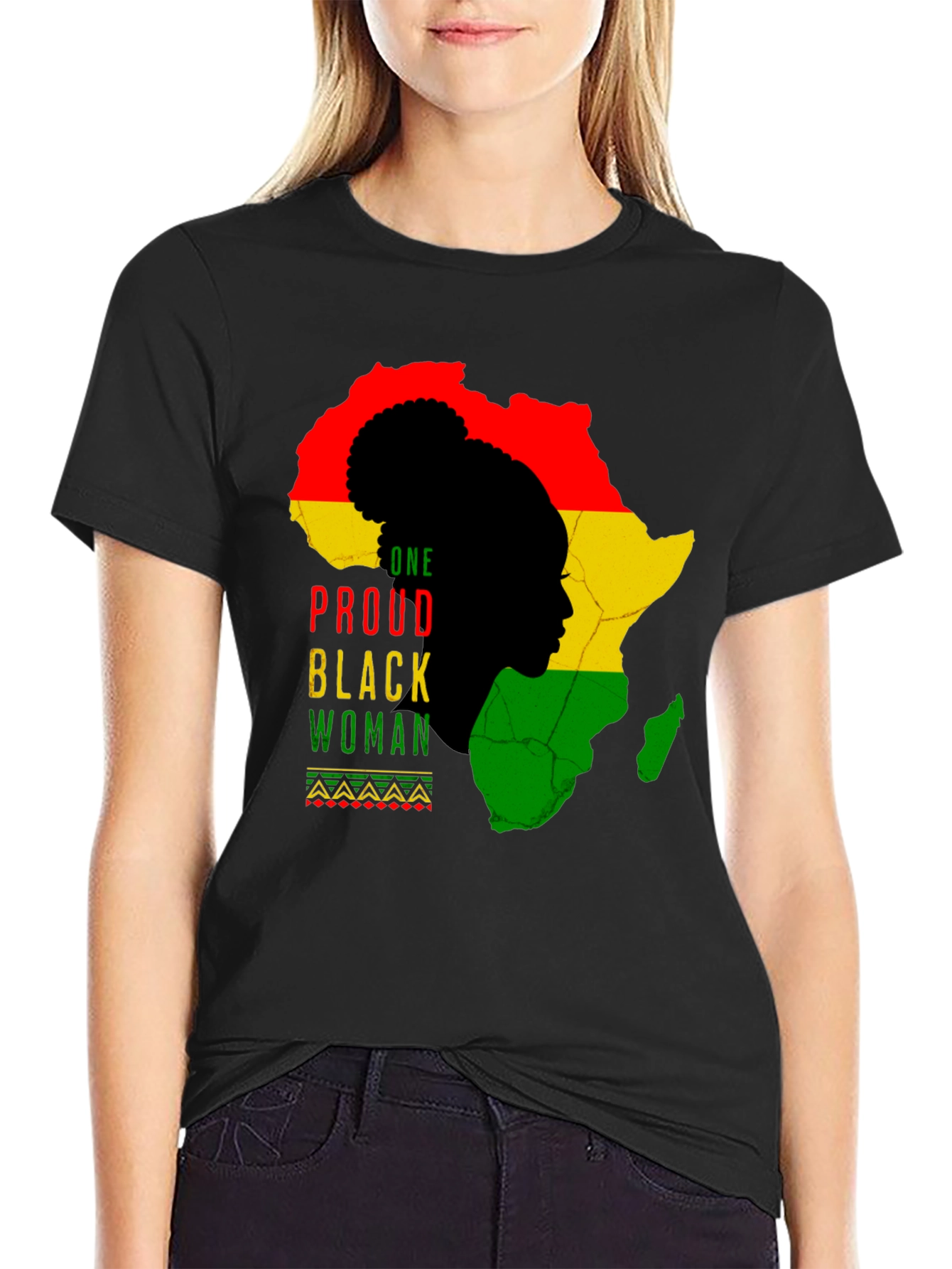 Proud Black Woman Africa Map Graphic Tee