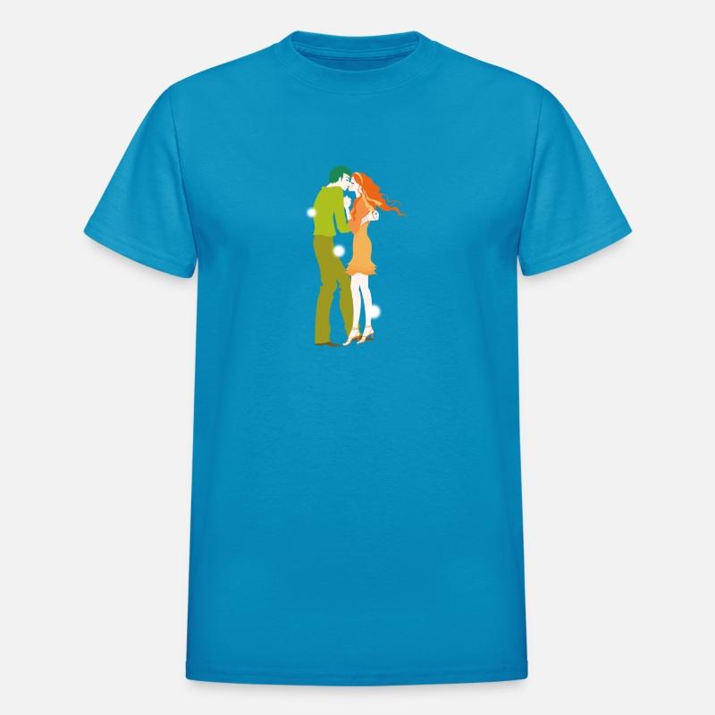 Cartoon couple kiss full of love