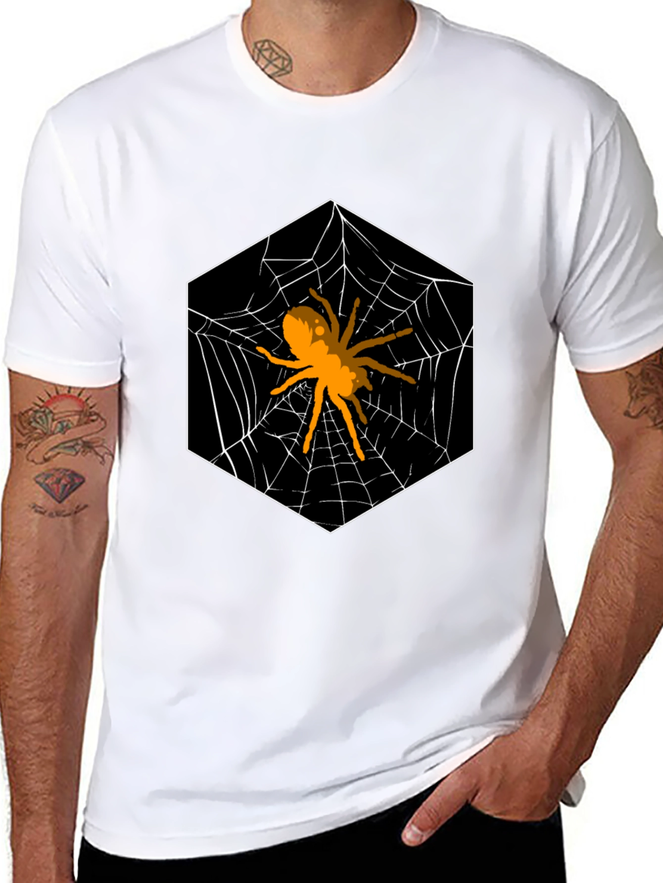 Spider Web Hexagon Graphic T-Shirt