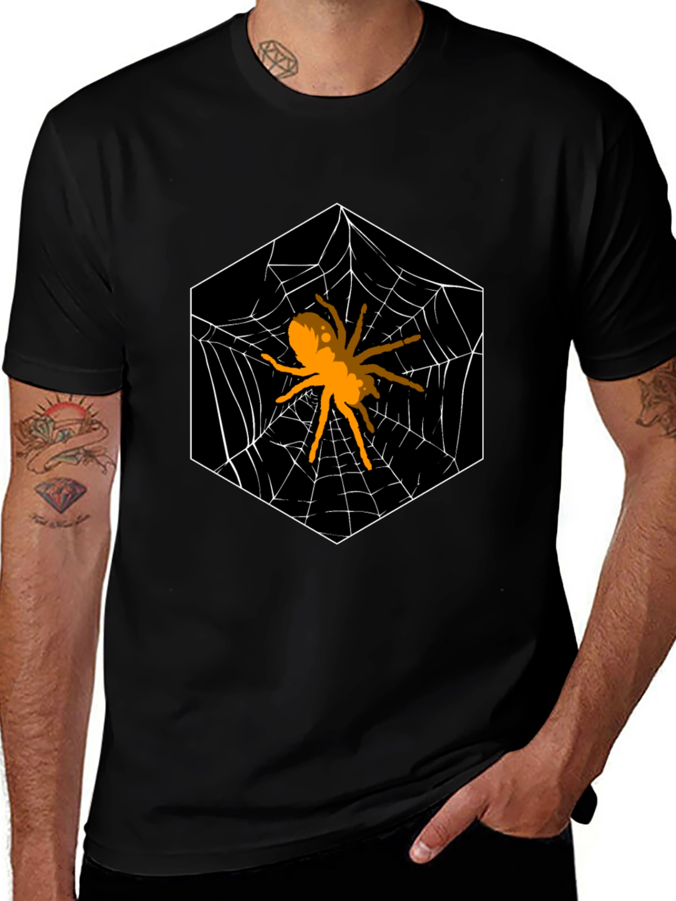 Spider Web Hexagon Graphic T-Shirt