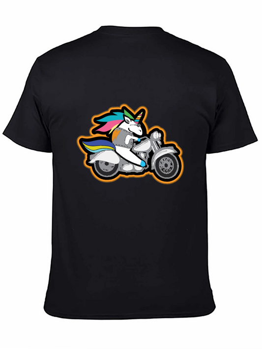 Unicorn Motorcycle Graphic Tee - Cool Black Shirt