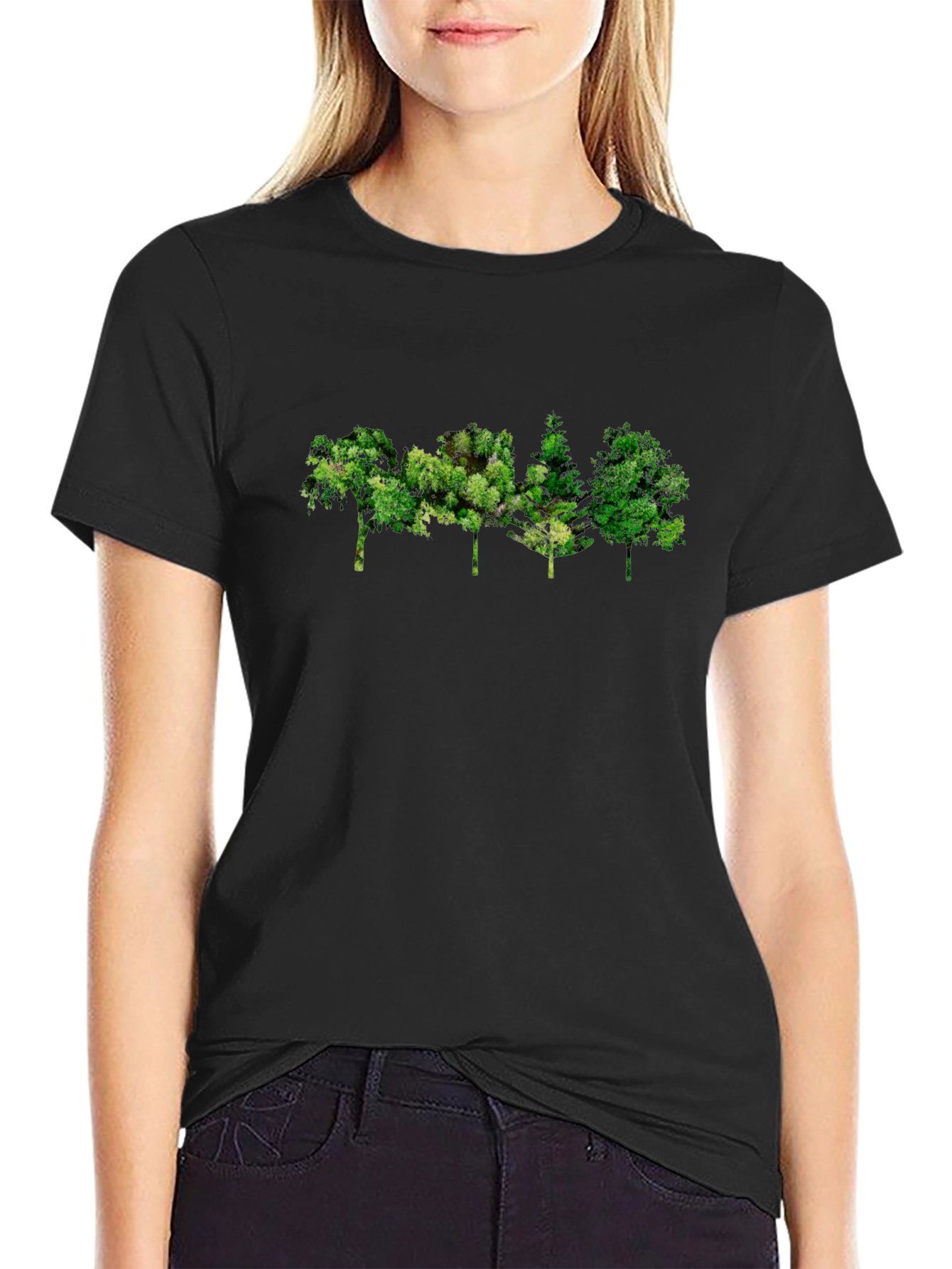 Mens Black Tree Graphic Tee - Nature Inspired Design