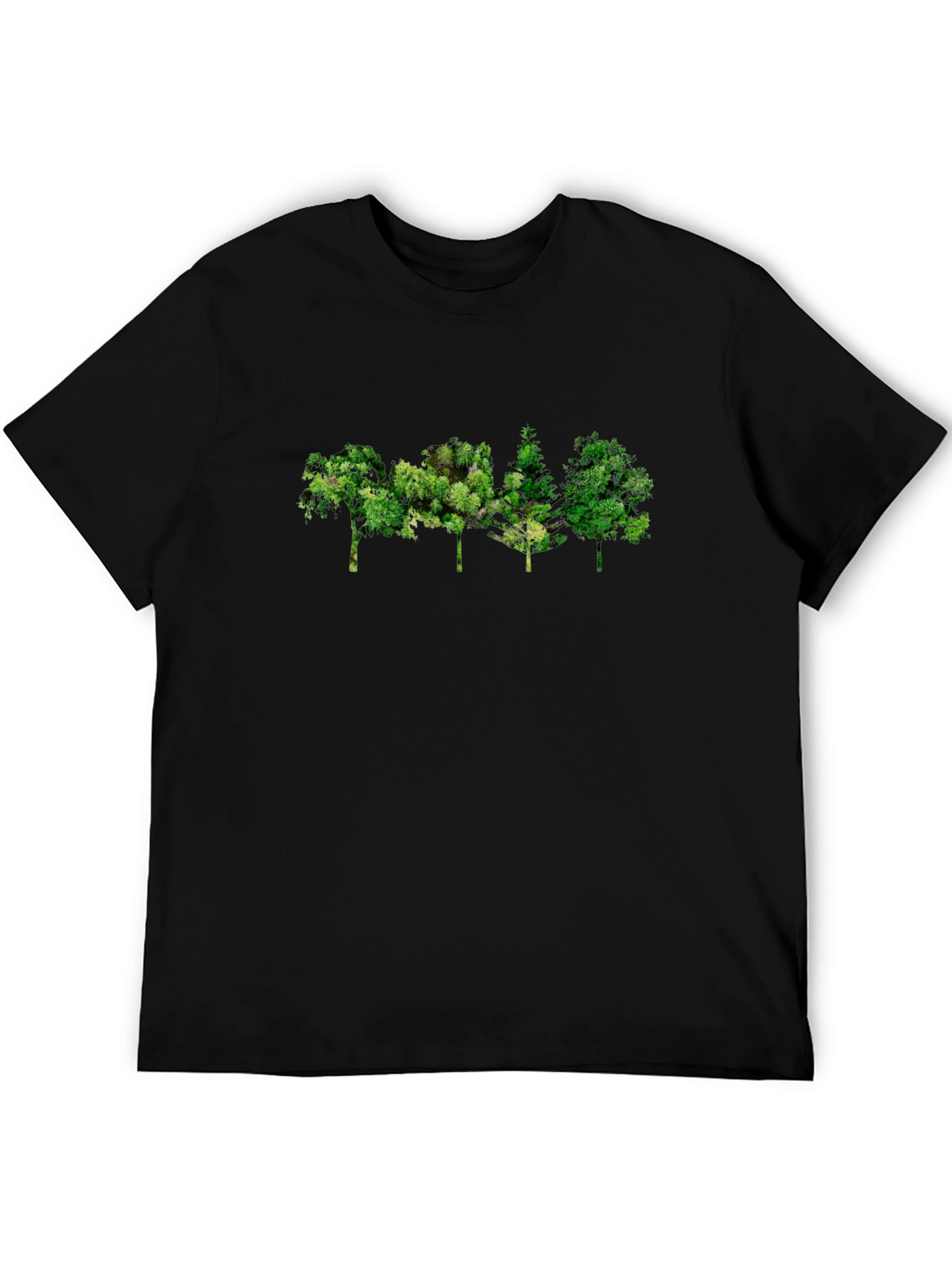 Mens Black Tree Graphic Tee - Nature Inspired Design
