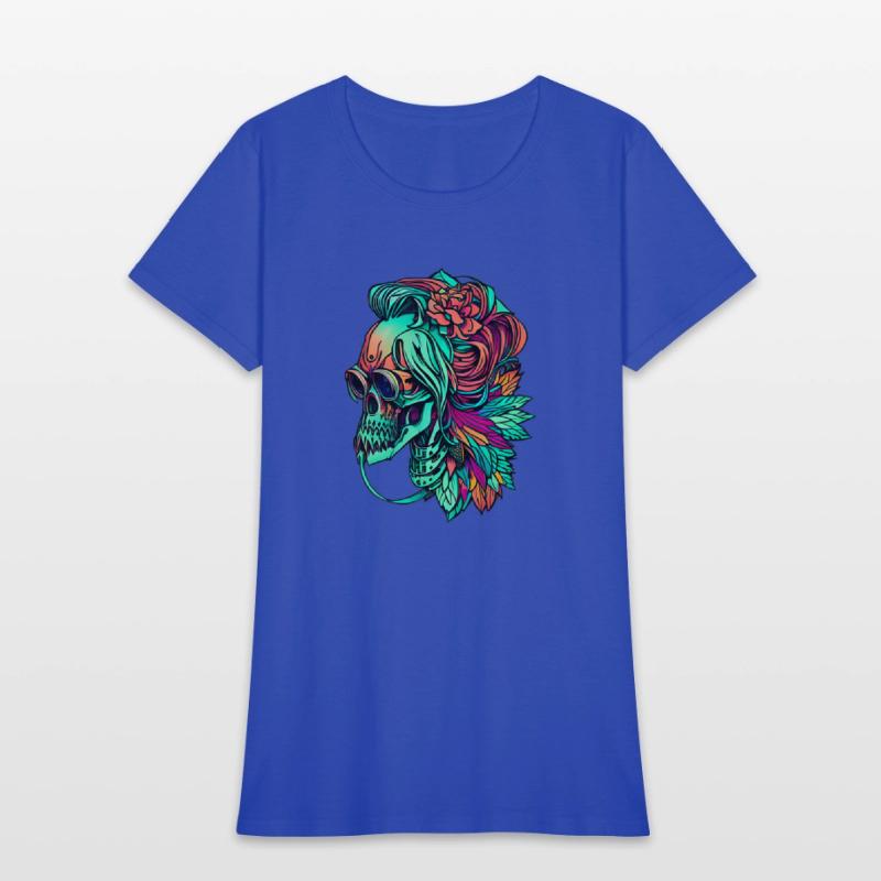 Chic Skull Portrait with Flowing Hair