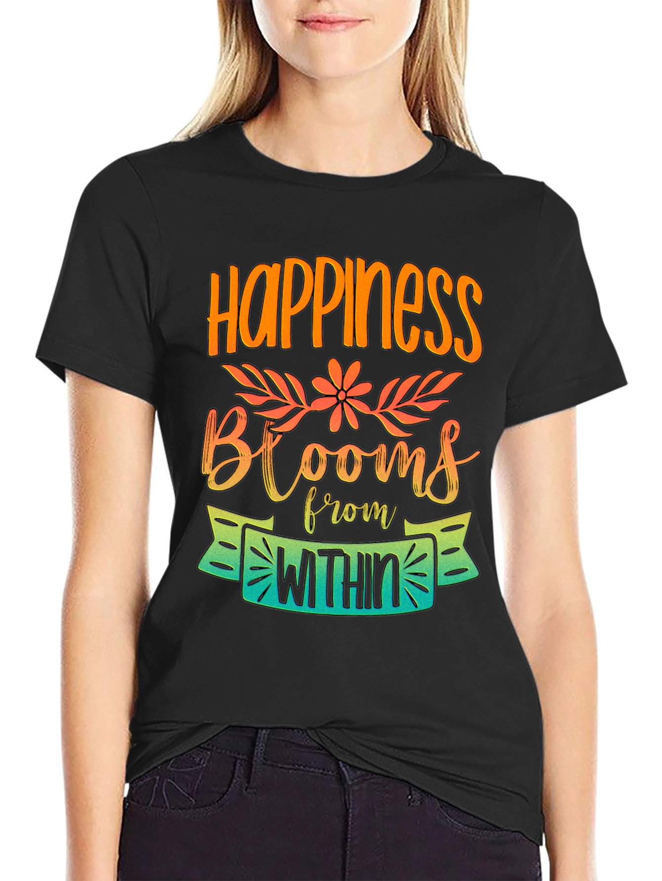 Happiness Blooms Within Graphic Tee - Positive Vibes