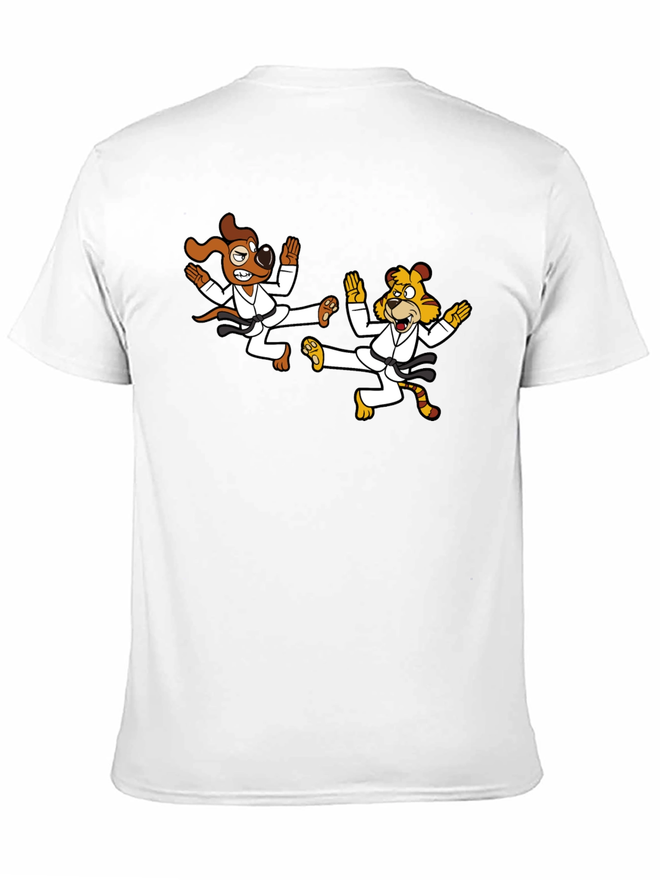 Karate Dog & Tiger Black T-Shirt