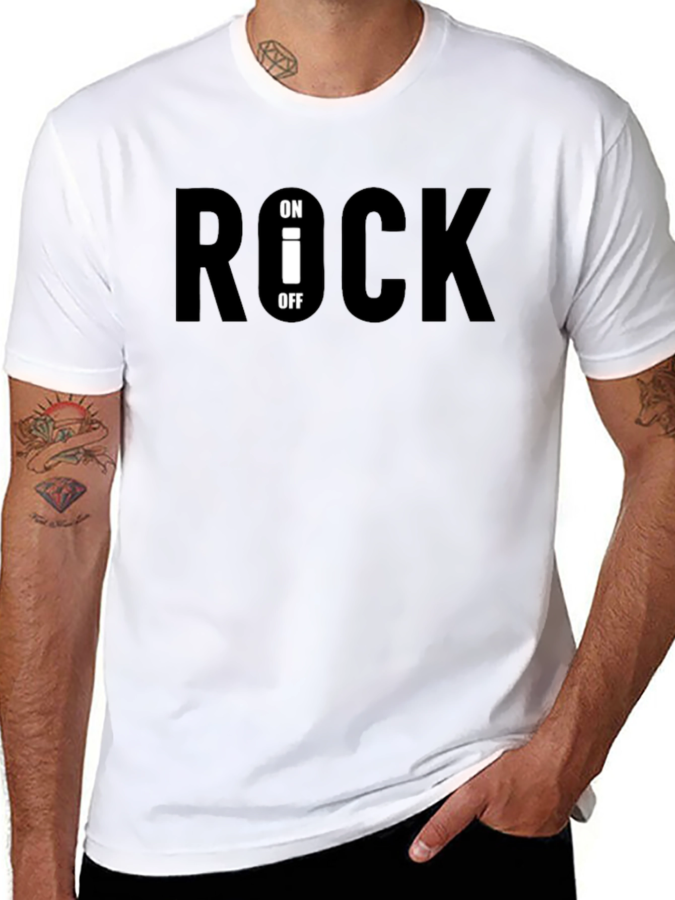 Rock On/Off Black Graphic Tee