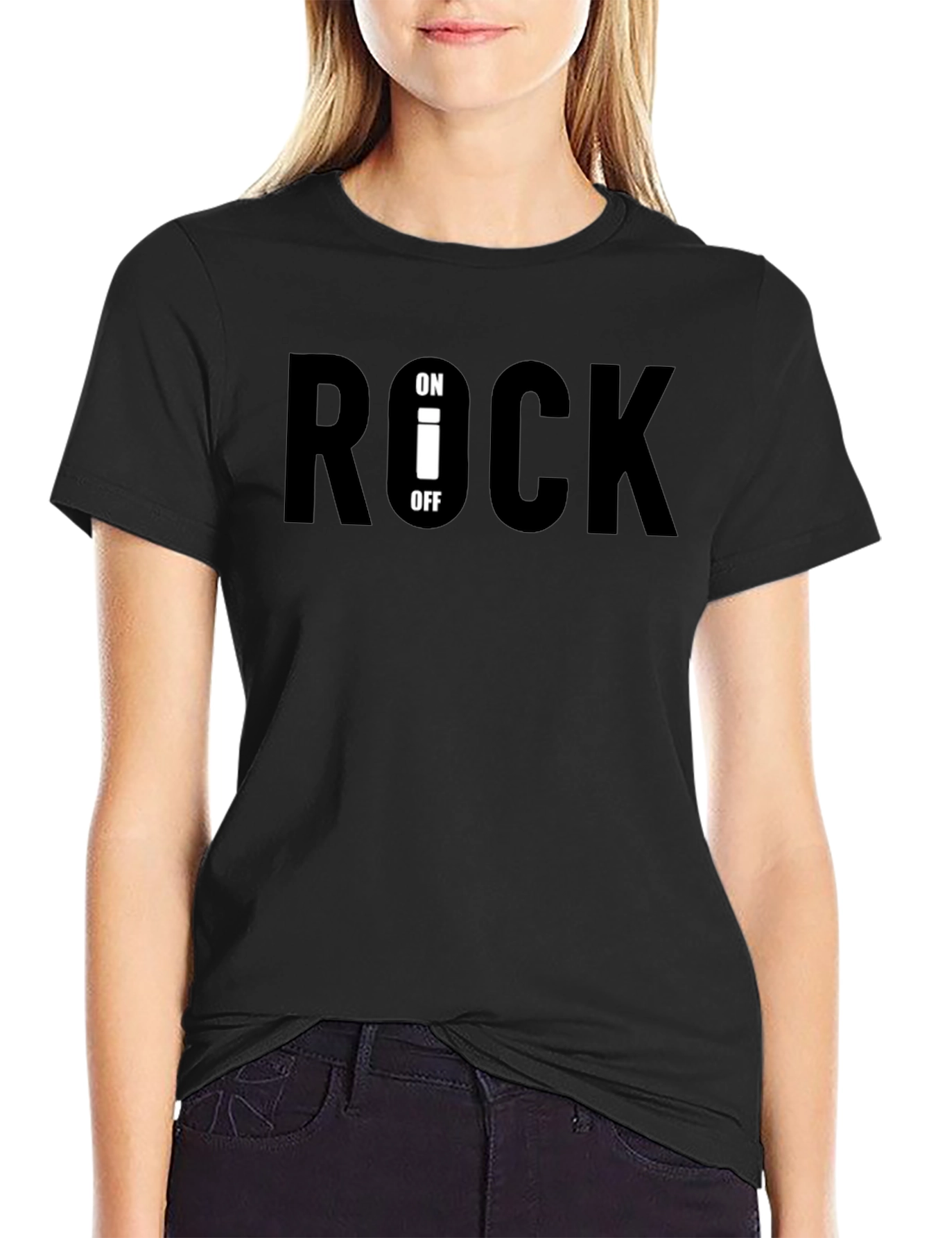 Rock On/Off Black Graphic Tee