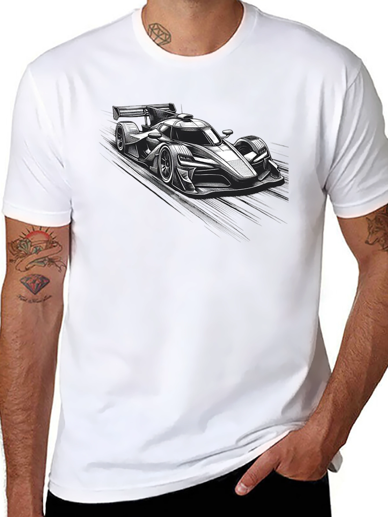 Racing Car Graphic Black T-Shirt