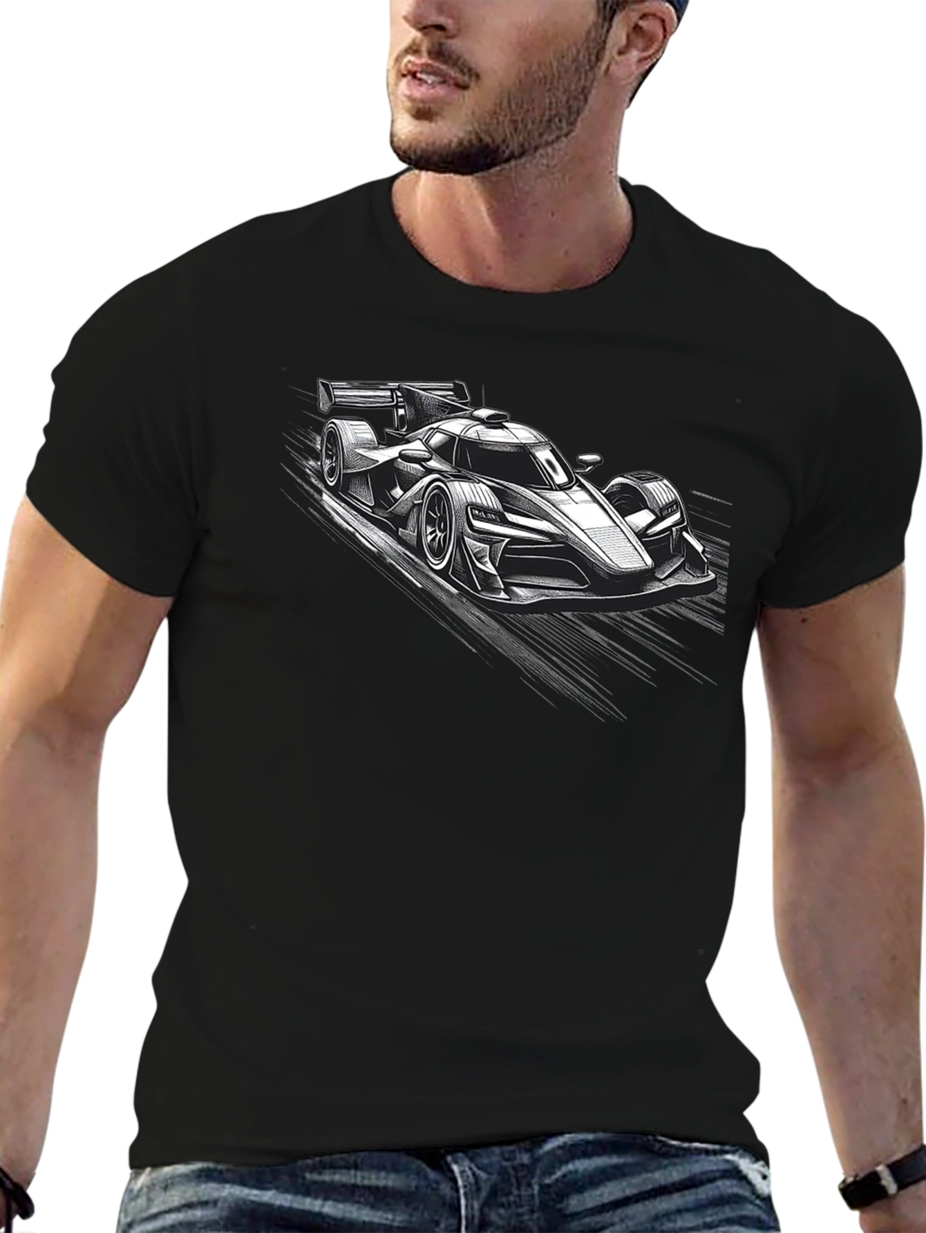 Racing Car Graphic Black T-Shirt
