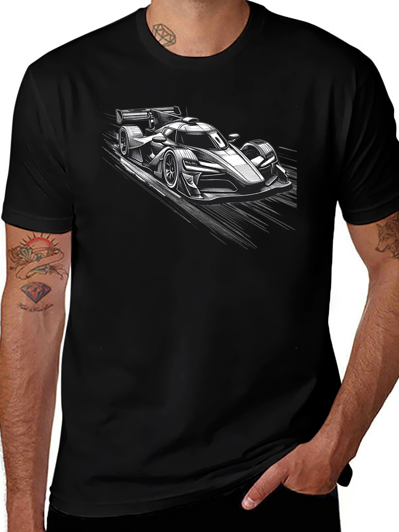 Racing Car Graphic Black T-Shirt