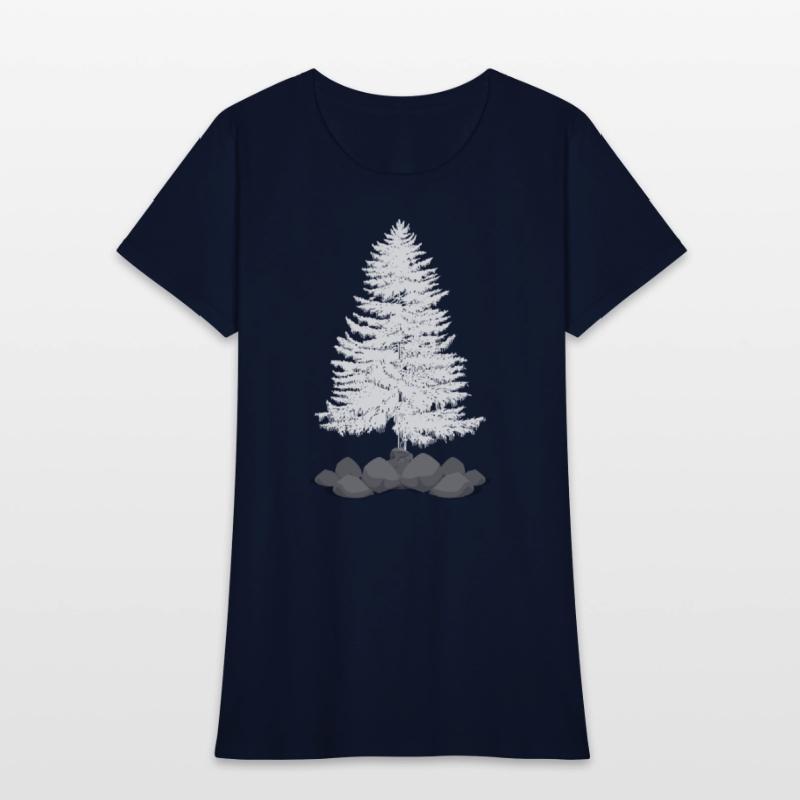 Coniferous tree on a stone hill