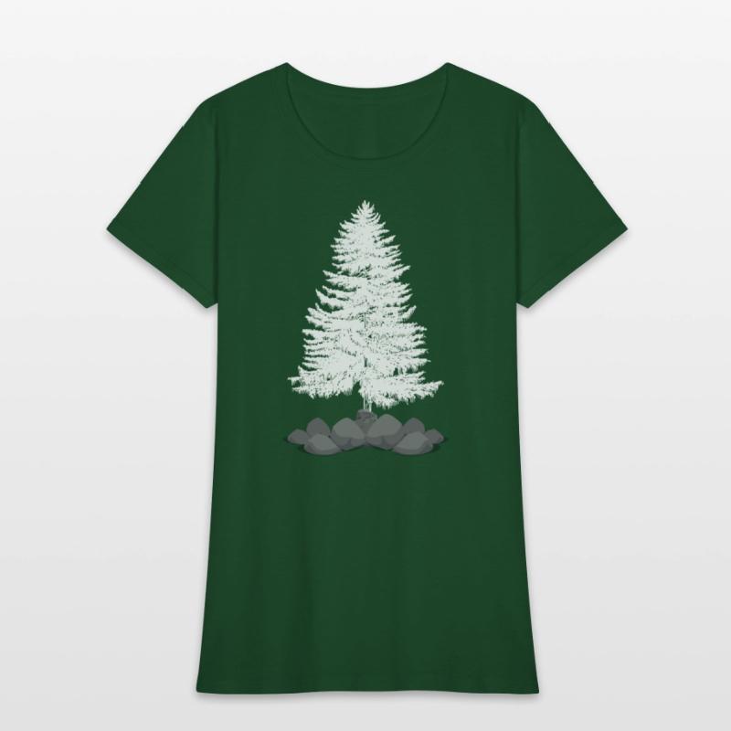 Coniferous tree on a stone hill