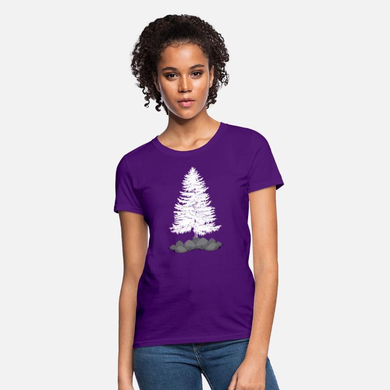 Coniferous tree on a stone hill