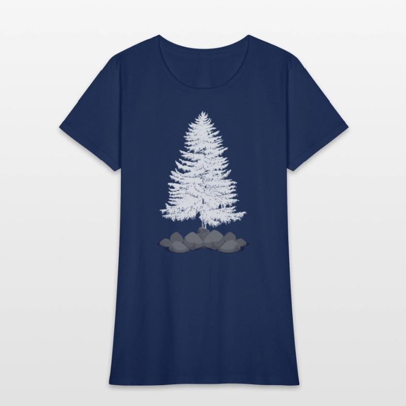 Coniferous tree on a stone hill