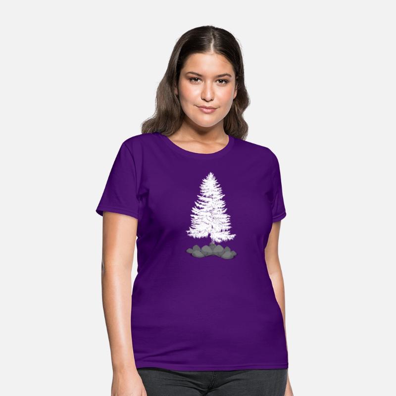 Coniferous tree on a stone hill