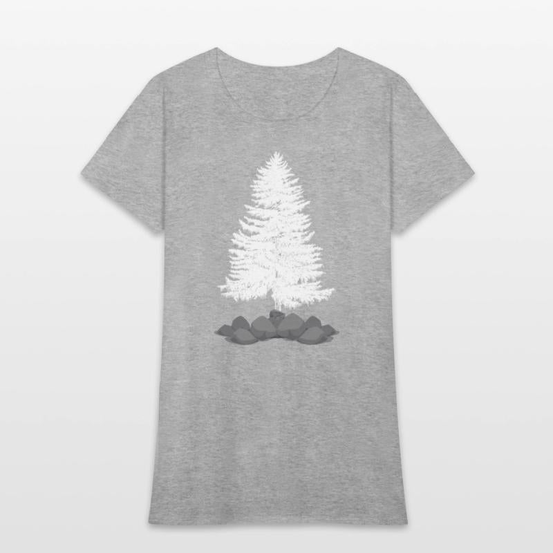 Coniferous tree on a stone hill