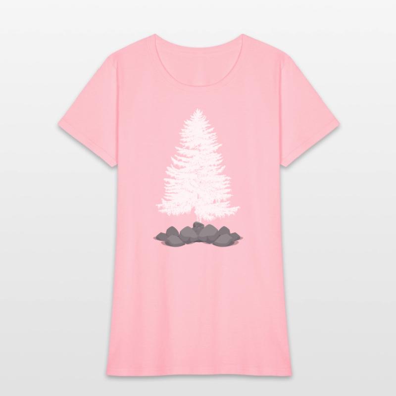 Coniferous tree on a stone hill