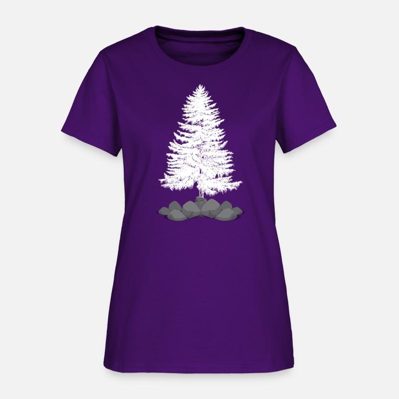 Coniferous tree on a stone hill