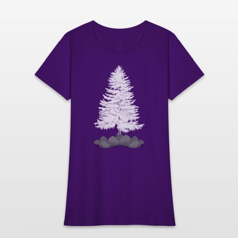 Coniferous tree on a stone hill