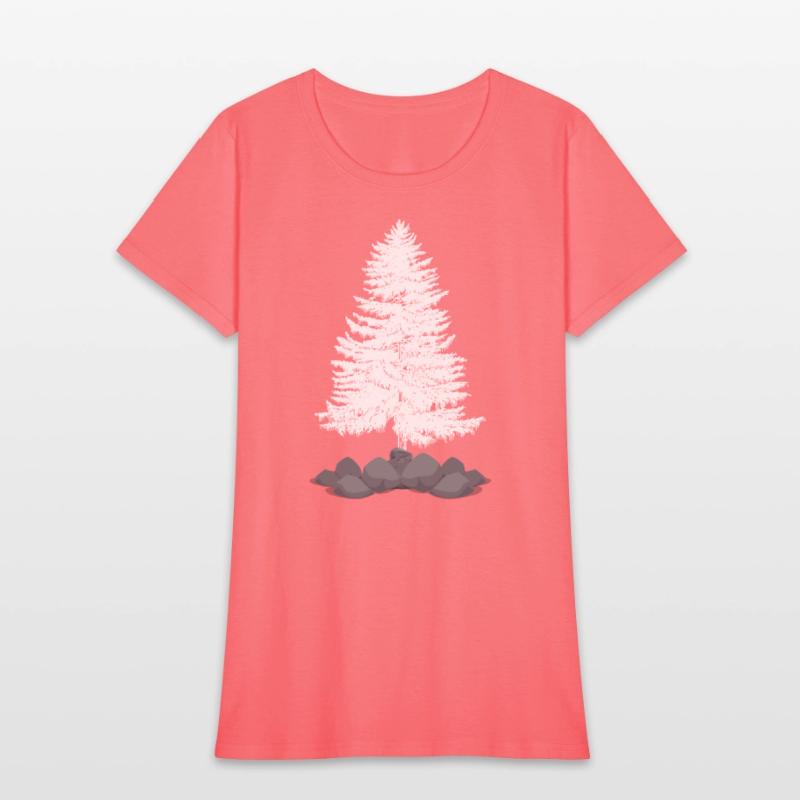 Coniferous tree on a stone hill