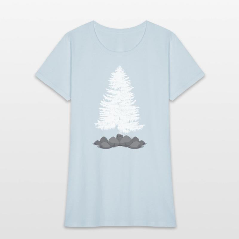 Coniferous tree on a stone hill
