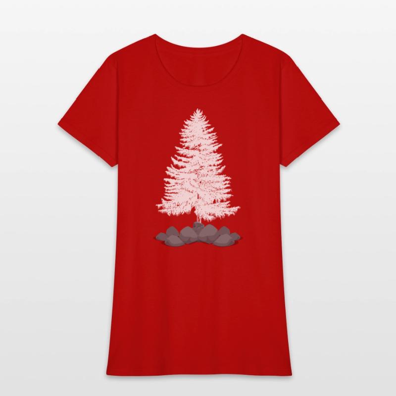 Coniferous tree on a stone hill