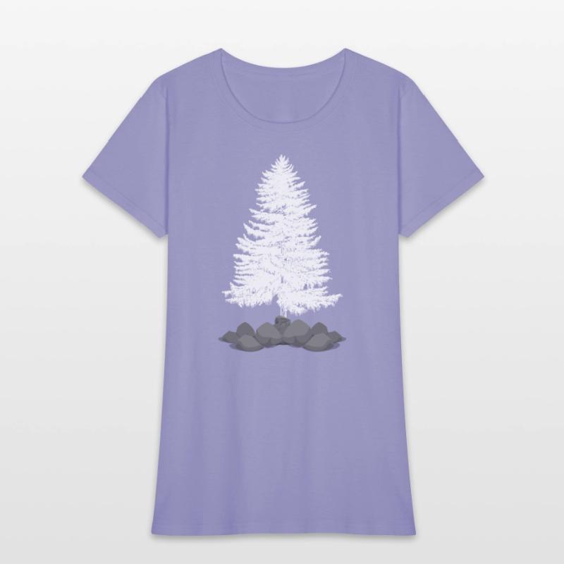 Coniferous tree on a stone hill