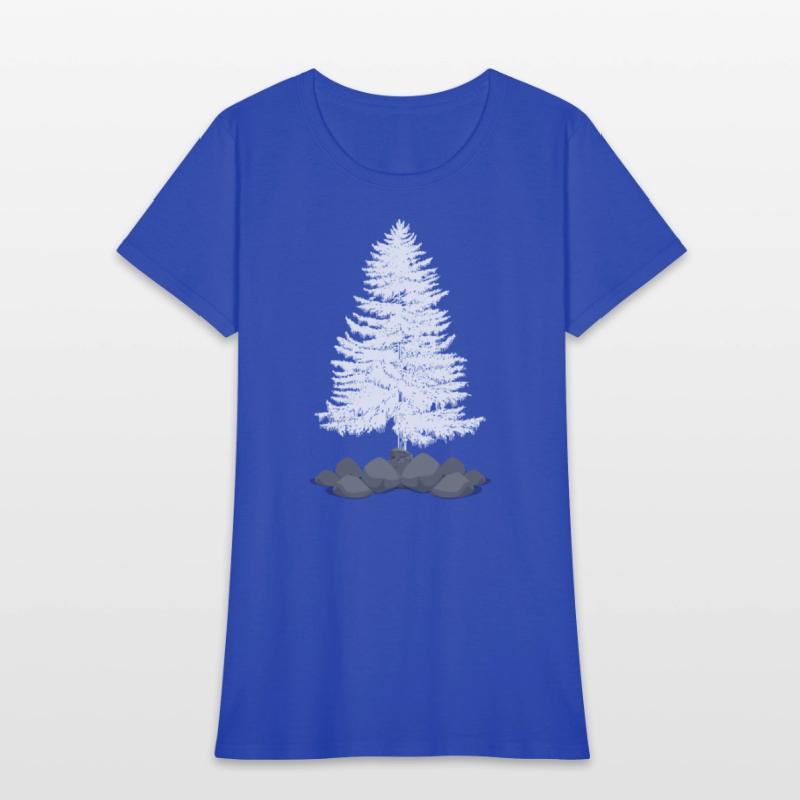 Coniferous tree on a stone hill