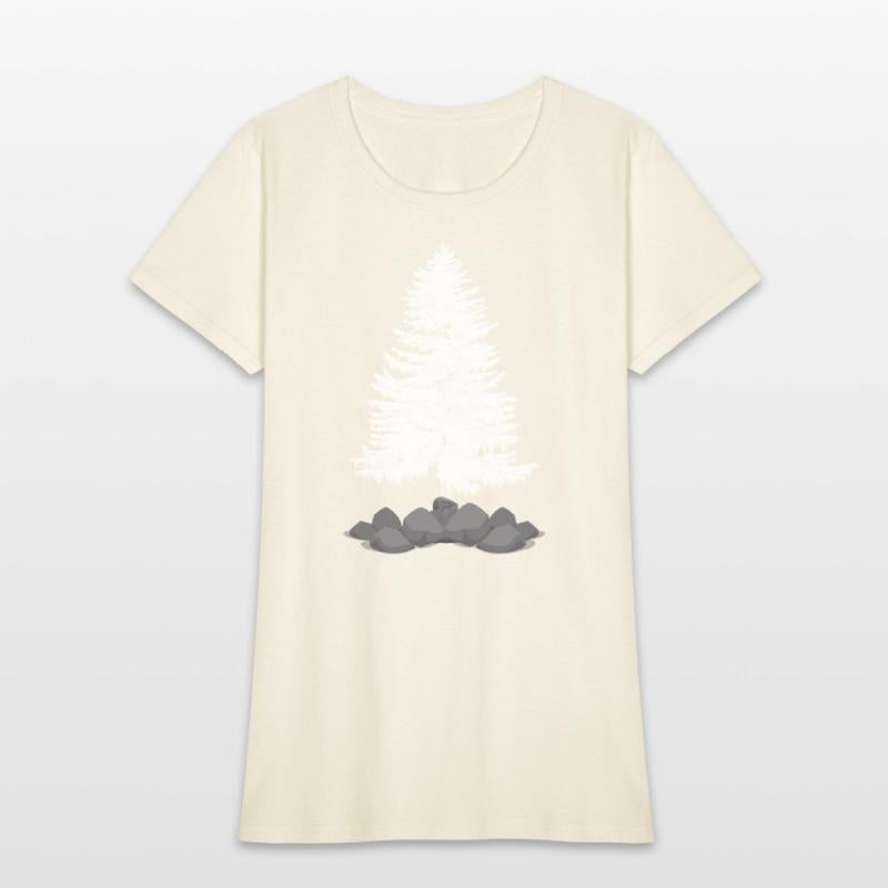 Coniferous tree on a stone hill