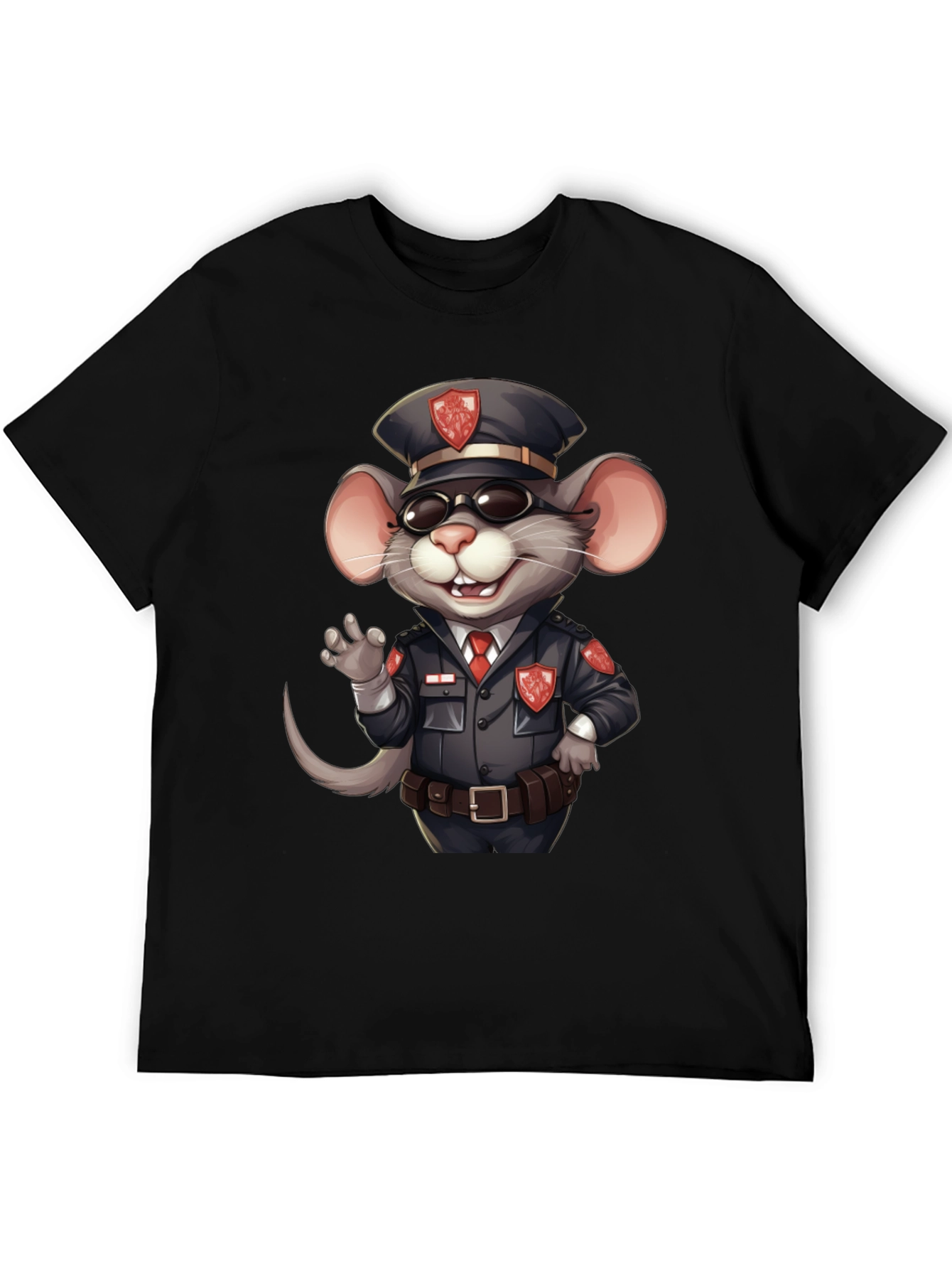 Cartoon Police Mouse Graphic T-Shirt