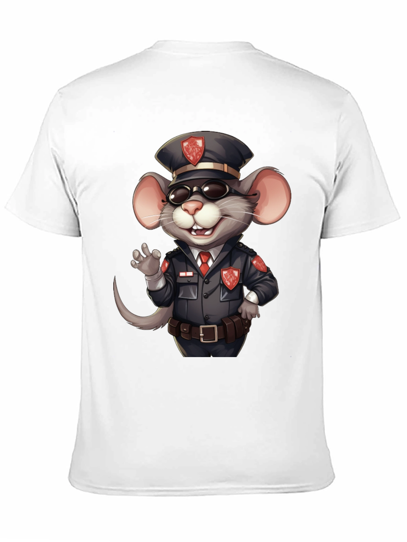 Cartoon Police Mouse Graphic T-Shirt
