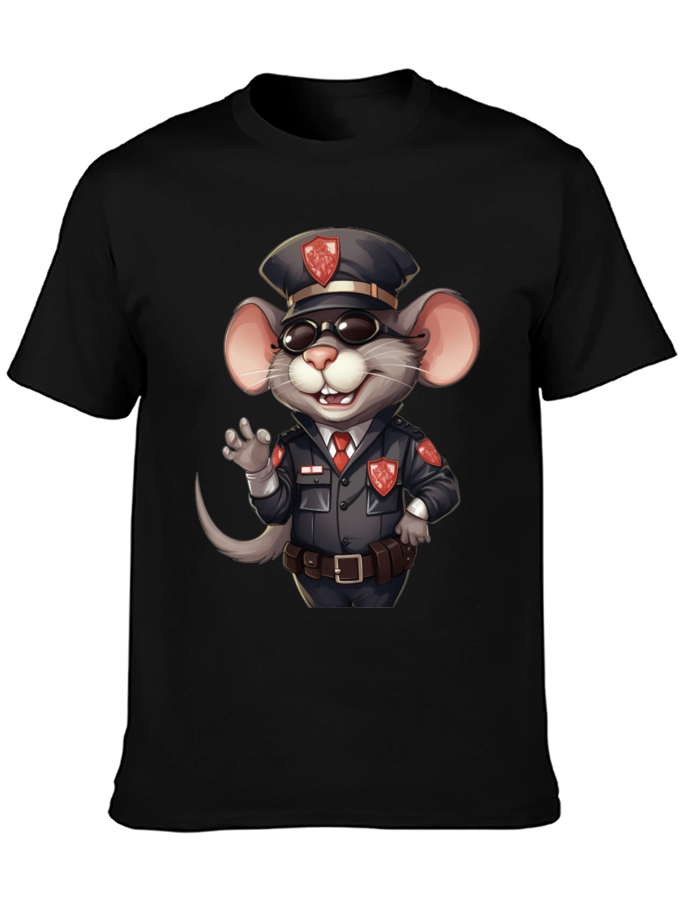 Cartoon Police Mouse Graphic T-Shirt