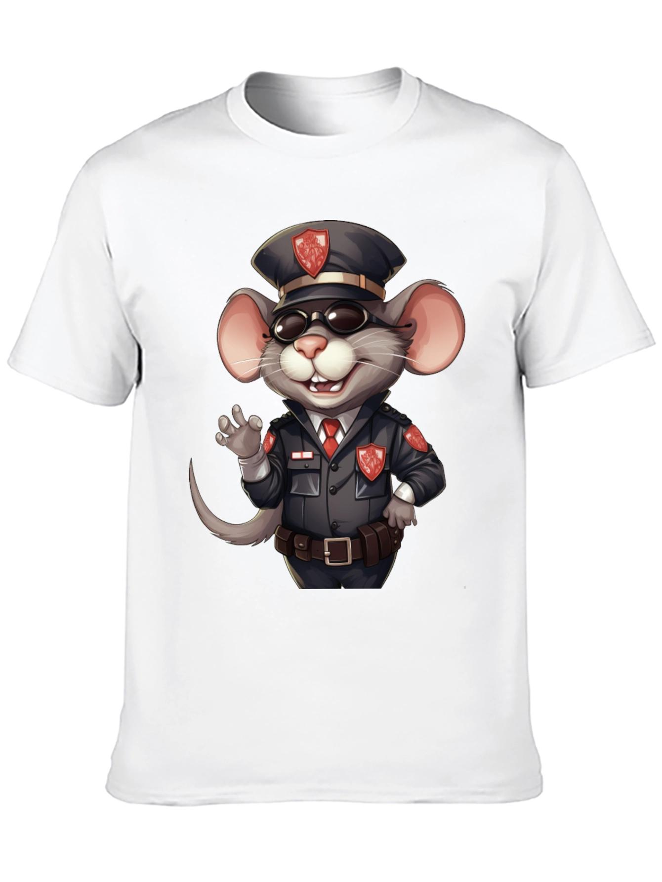 Cartoon Police Mouse Graphic T-Shirt
