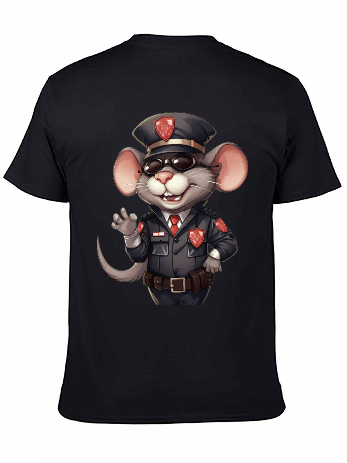 Cartoon Police Mouse Graphic T-Shirt