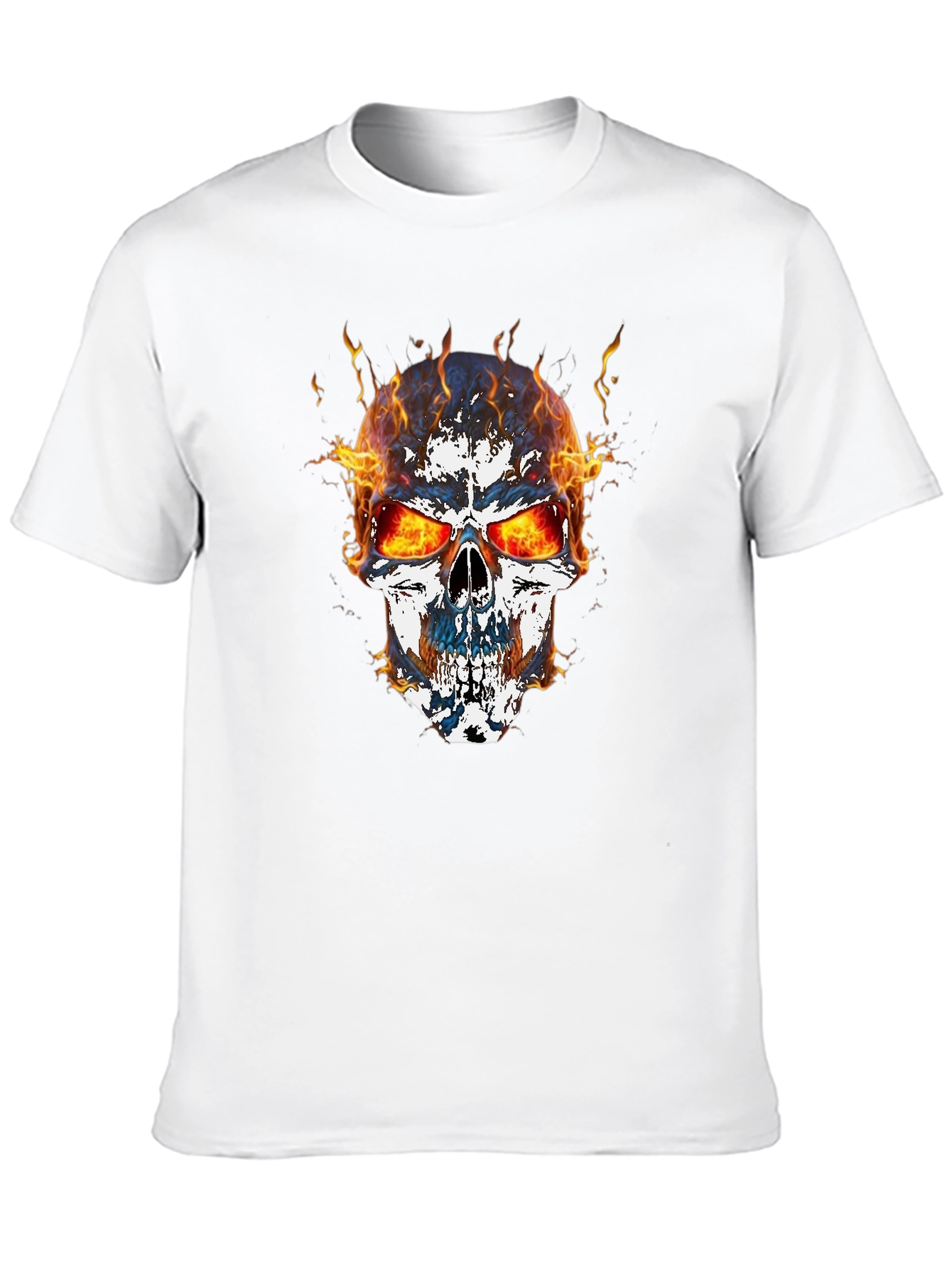 Flaming Skull Graphic T-Shirt - Mens Black Tee