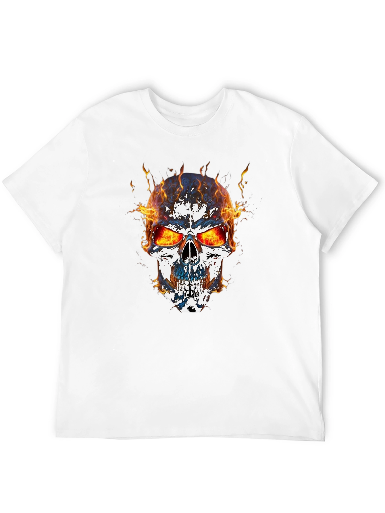 Flaming Skull Graphic T-Shirt - Mens Black Tee