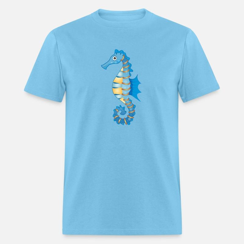 cute blue seahorse in comic style