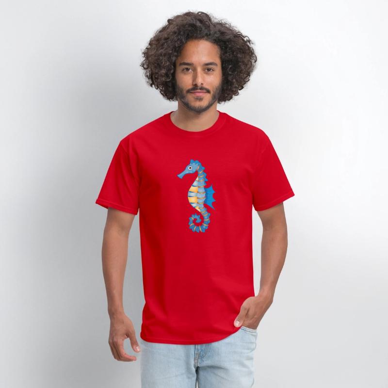cute blue seahorse in comic style