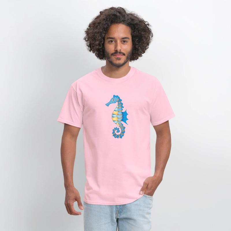cute blue seahorse in comic style