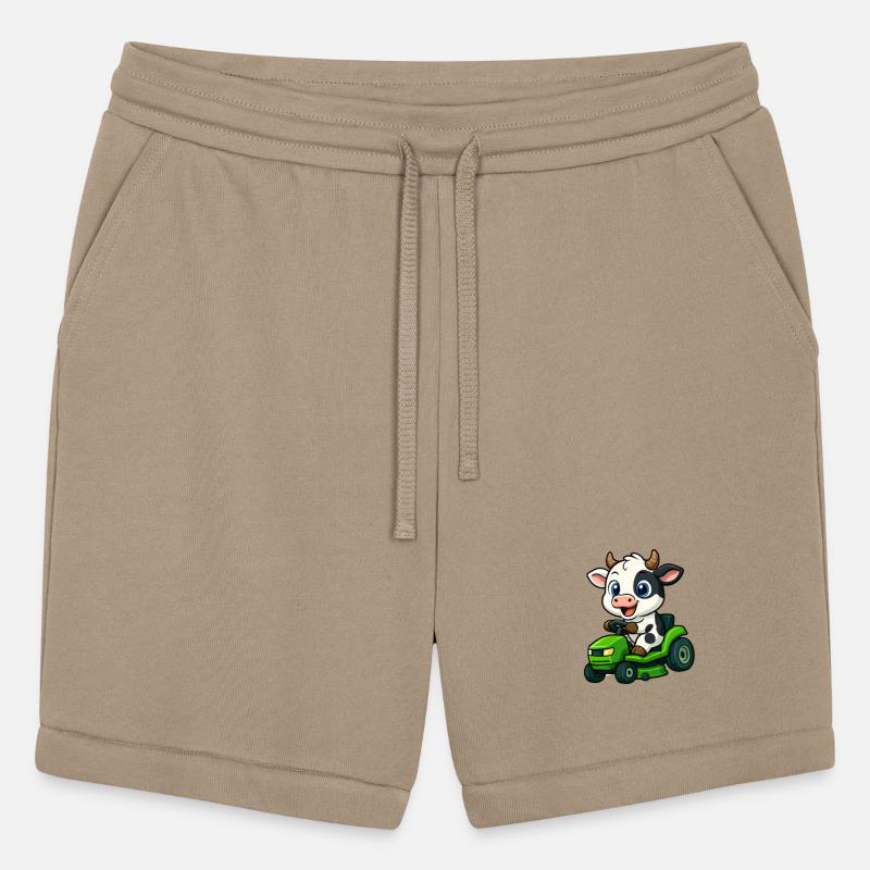 Cute bull cow with lawn mower garden cartoon