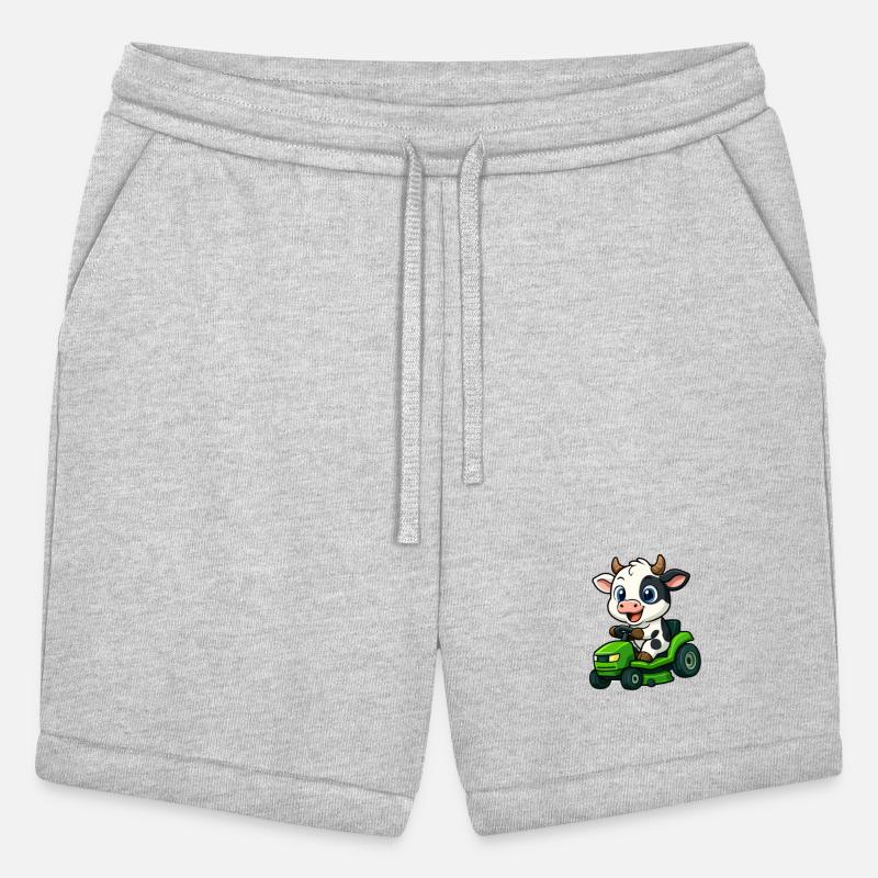 Cute bull cow with lawn mower garden cartoon