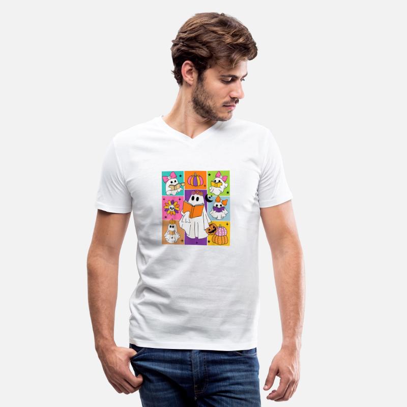 Cute Ghost Book Reading Halloween Teacher Kids Boo