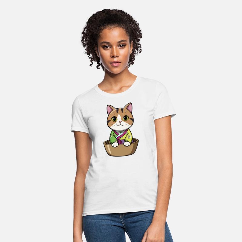 Cute Korean Cat in Bowl - Manga Style