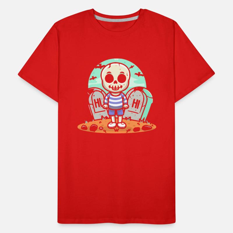 Cute skeleton boy in the graveyard saying hi
