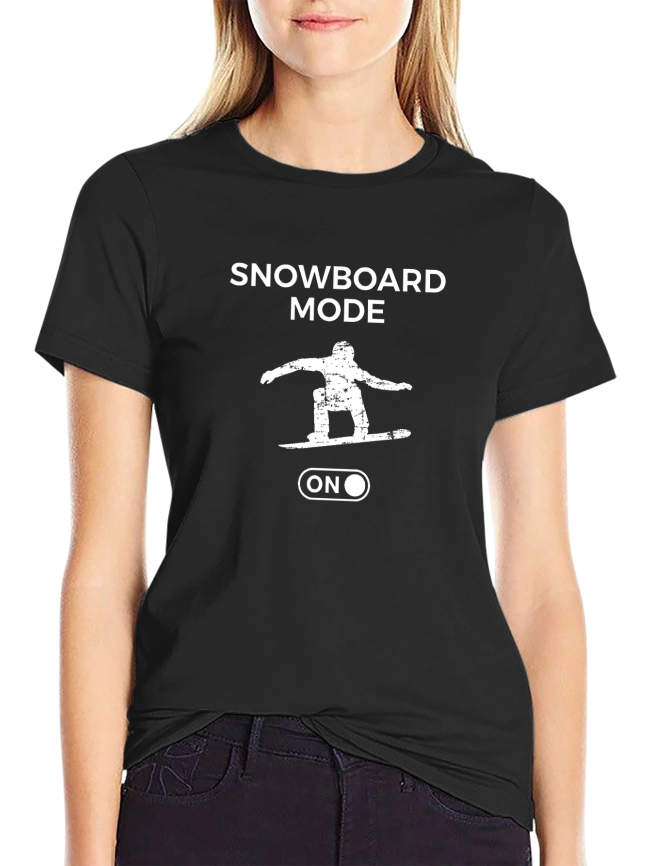 Snowboard Mode On T-Shirt - Black Graphic Tee