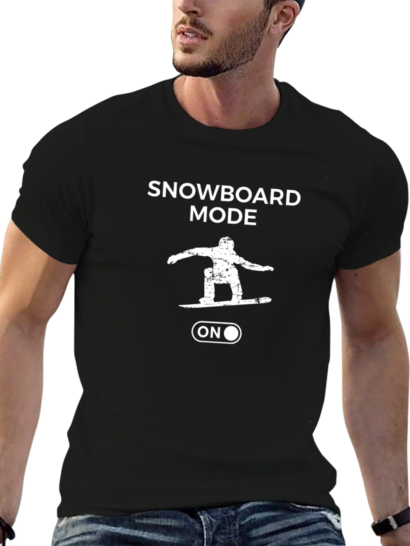 Snowboard Mode On T-Shirt - Black Graphic Tee