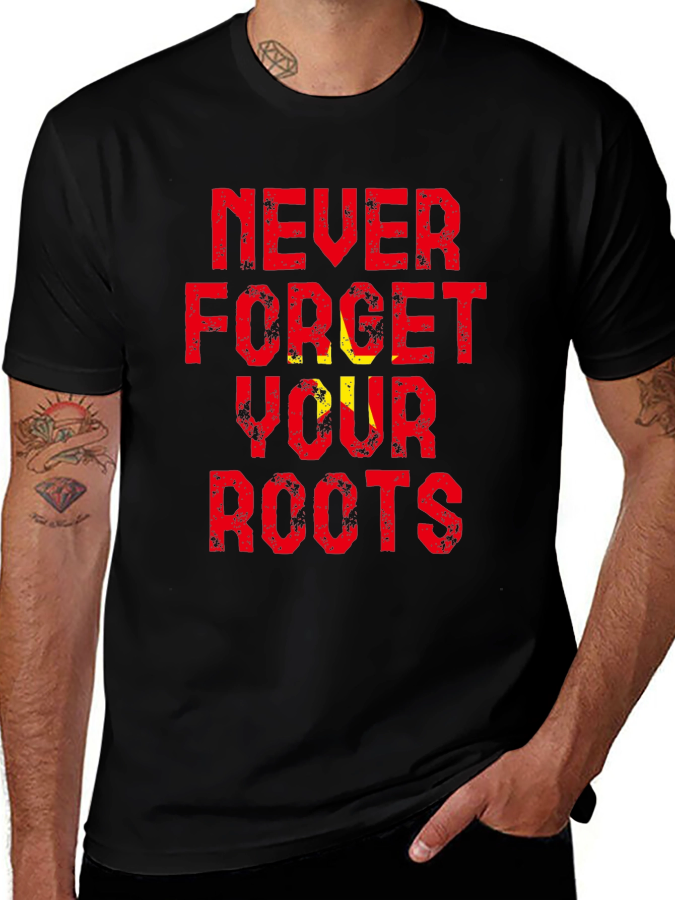 Never Forget Roots Graphic Tee - Black